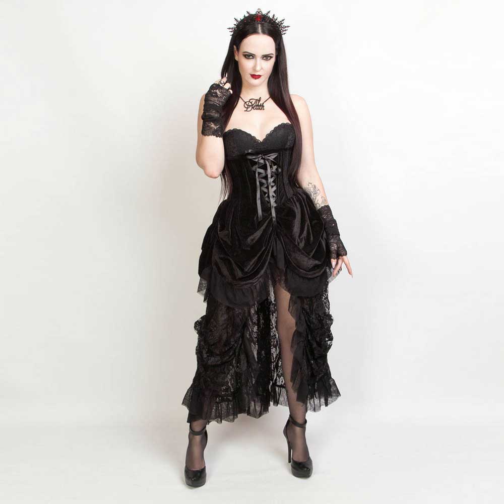 Attitude Corsets - Burlesque underbust corset Hoch niedriger Rock - Schwarz